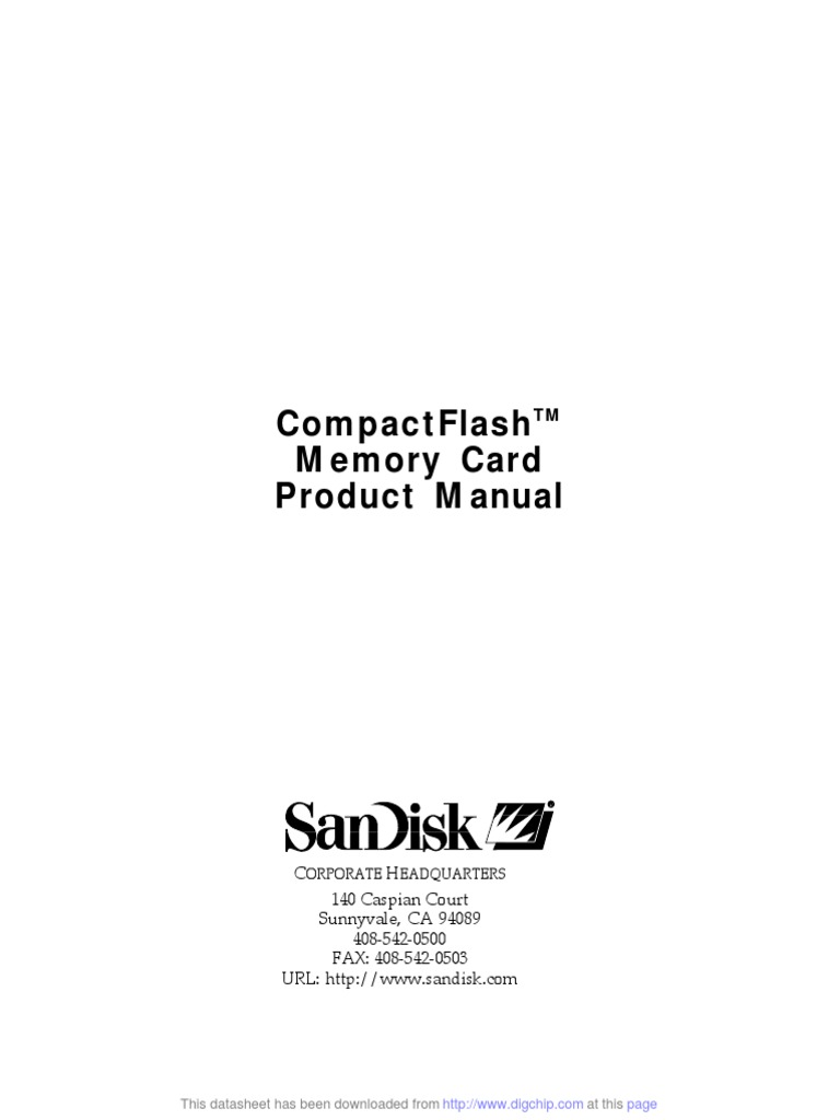 Sandisk SDCF2B-160 PDF | PDF | Flash Memory | Computer Data Storage
