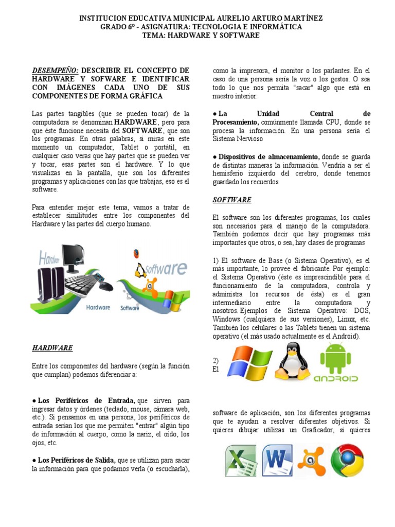 Conceptos de Hardware y Software | PDF | Periférico | Hardware de la ...