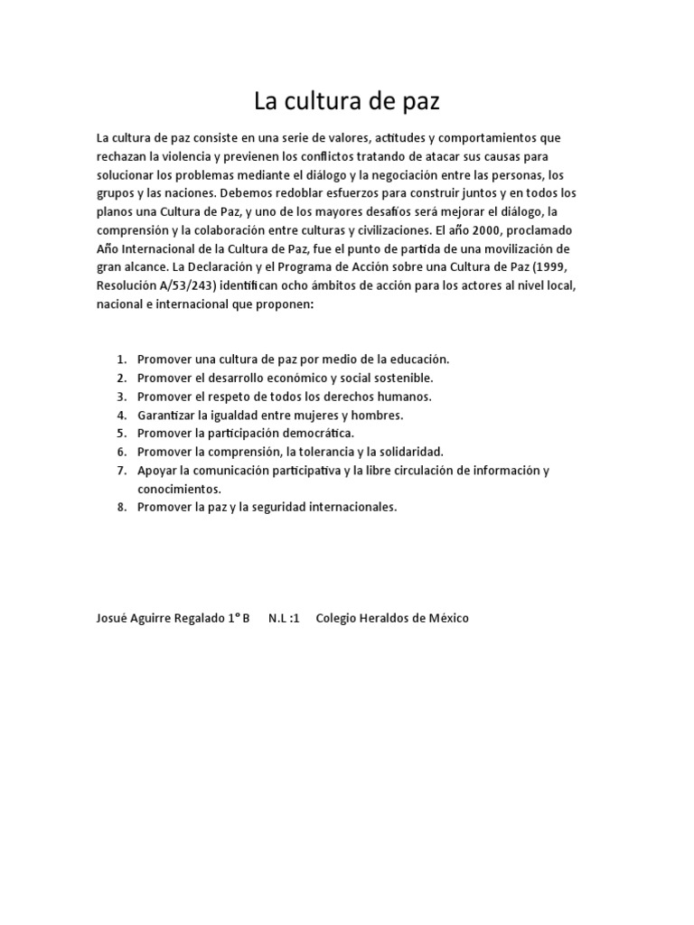 La Cultura De Paz Pdf