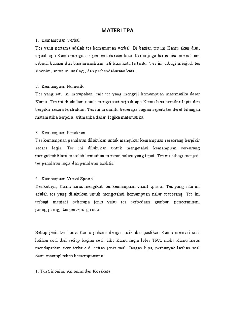 Materi TPA | PDF