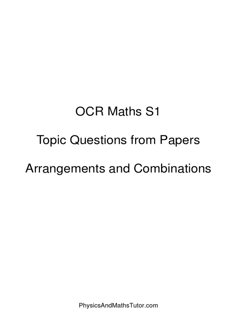 S1 Arrangements and Combinations PDF PDF Standard Deviation