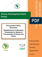 Establishment of Monetary Thresholds For Modes of Procurement of Goods and Works