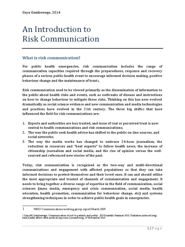 Risk Communication in Public Health | PDF | Risk | Ebola Virus Disease