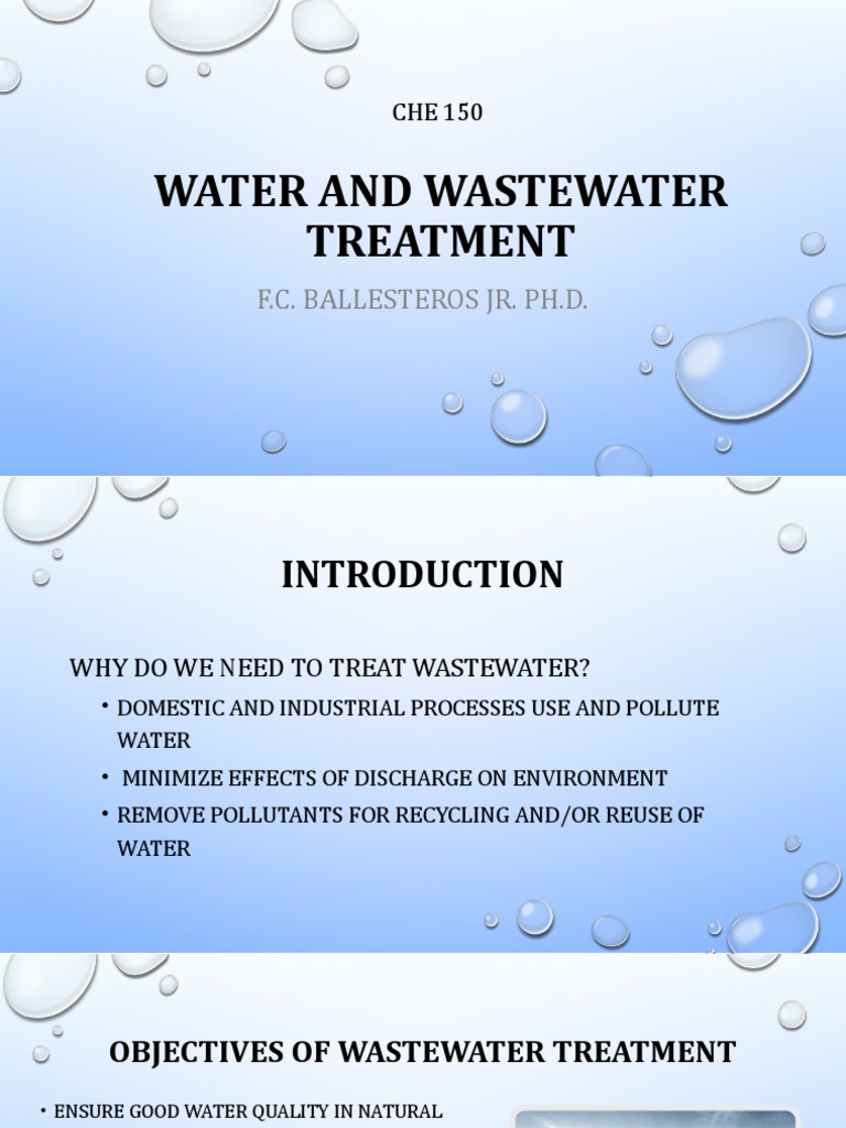 Lec4 Water and Wastewater Treatment | PDF | Wastewater | Sewage Treatment