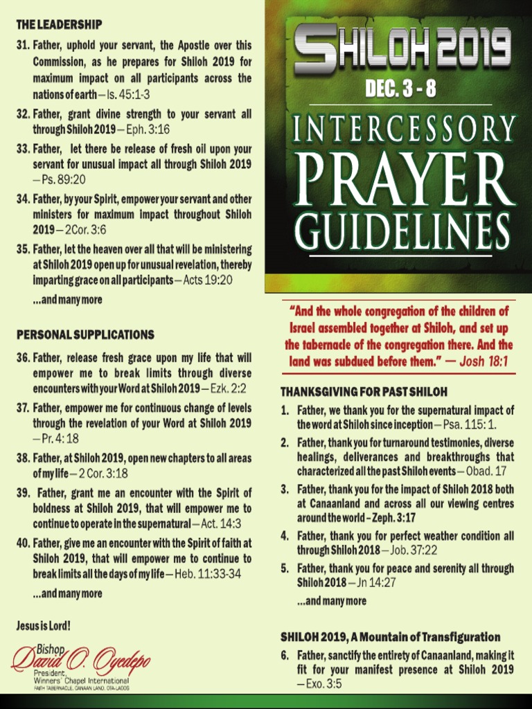 Shiloh 2019 - Prayer Guidelines - FM | PDF