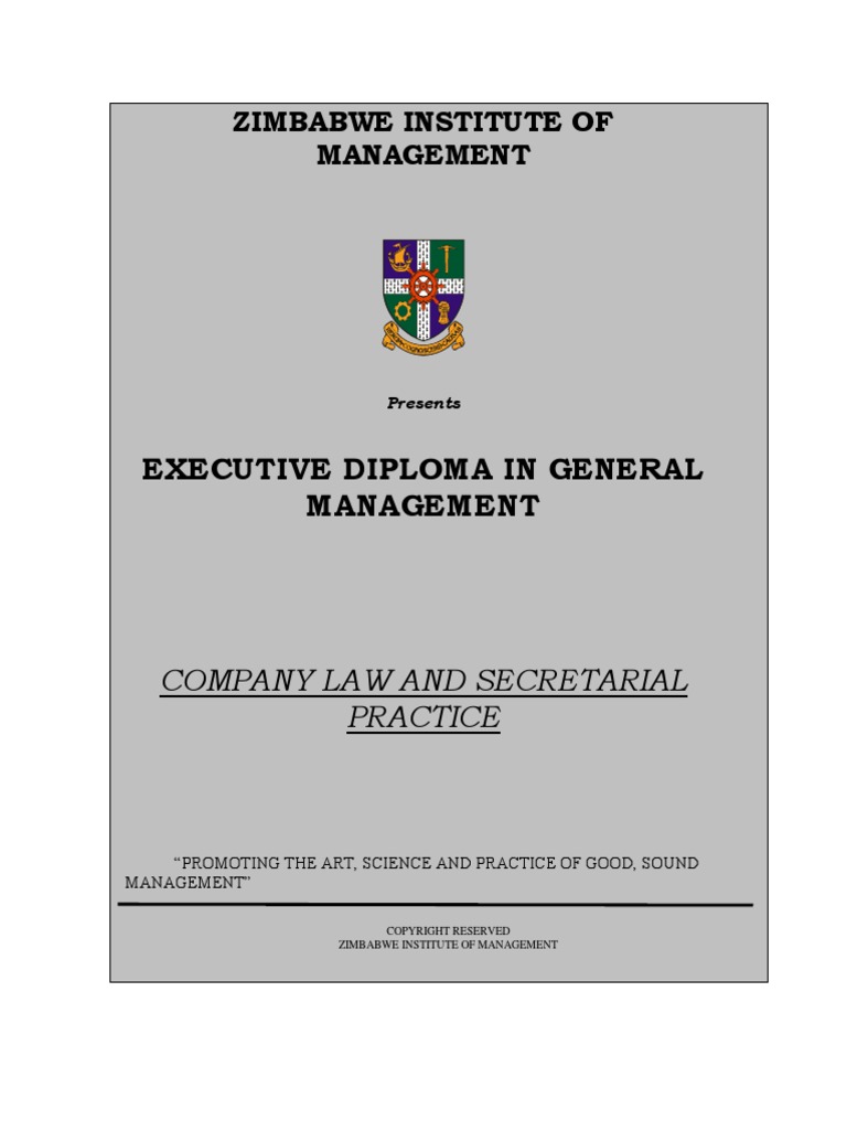 Company Law Module - Zimbabwe Institute of Management (ZIM) | PDF ...