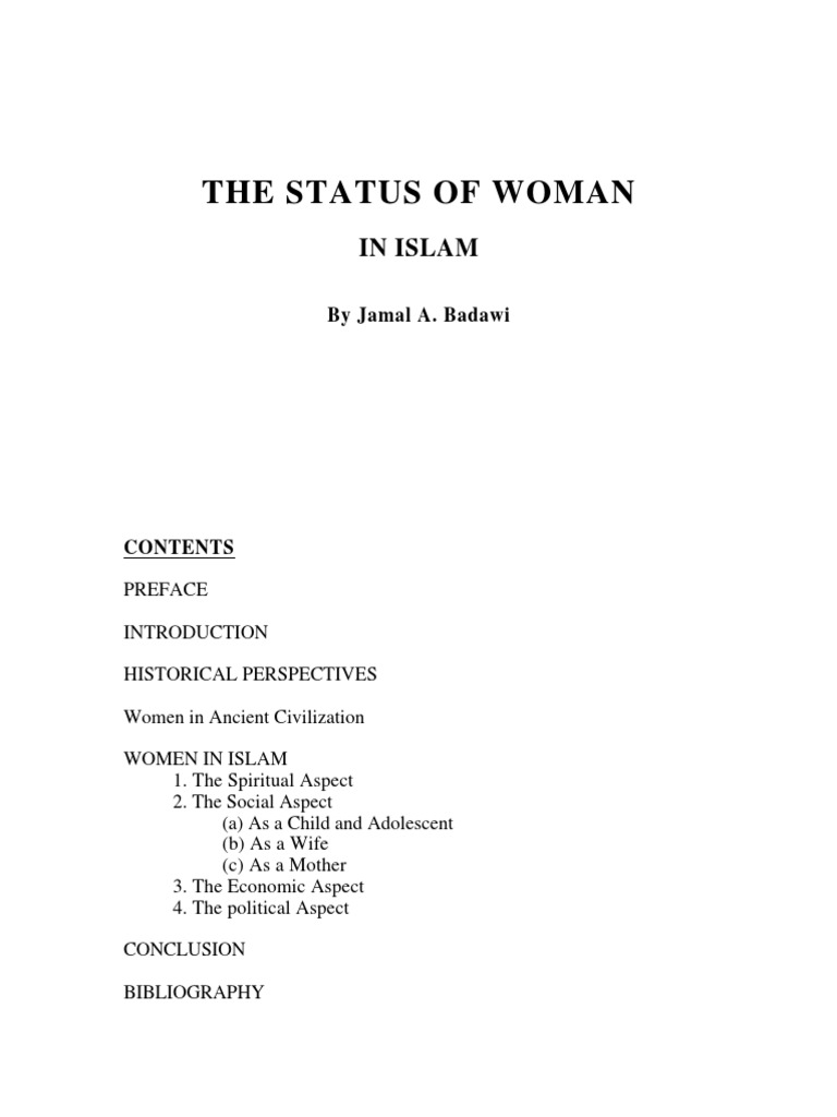 The Status of Women in Islam - A Research Article - Refernce Fro CH 7 ...