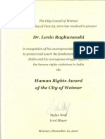 Citation of Weimar International Human Rights Prize To Dr. Lenin