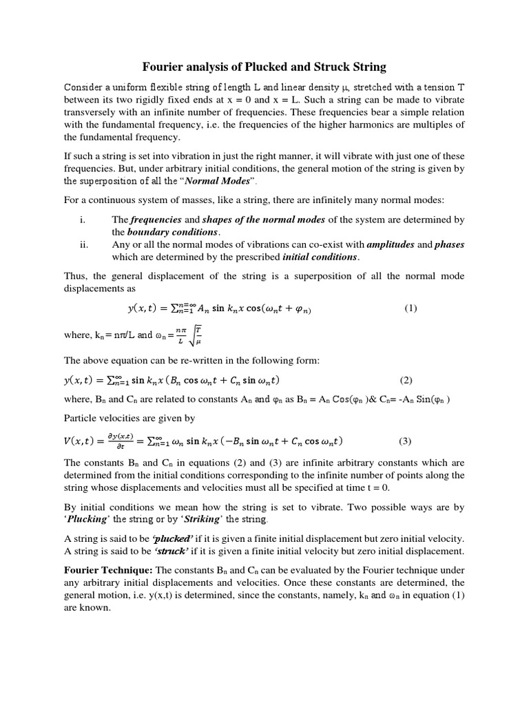 Fourier Analysis of String Vibrations | PDF | Normal Mode | Motion ...
