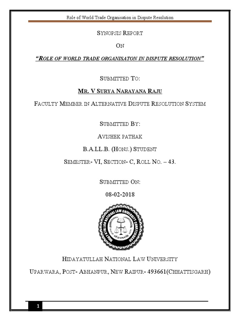 Avishek ADR Project | PDF | Uruguay Round | World Trade Organization