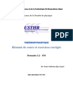 THERMODYNAMYQUE Résumé de Cours Et Exercices Corrigés PDF
