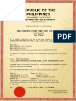 Transfer Certificate of Title for Lot 1 in Justice Village