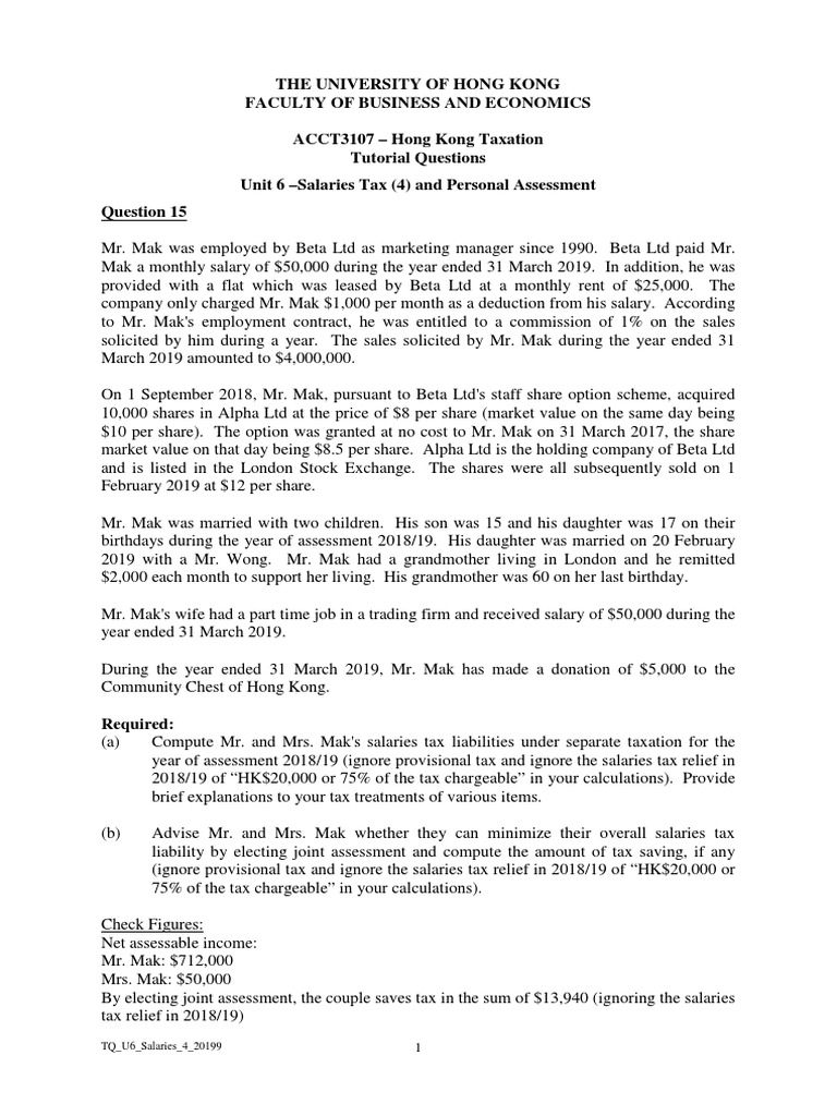 Hong Kong Salaries Tax Calculation Guide | PDF | Taxes | Government ...