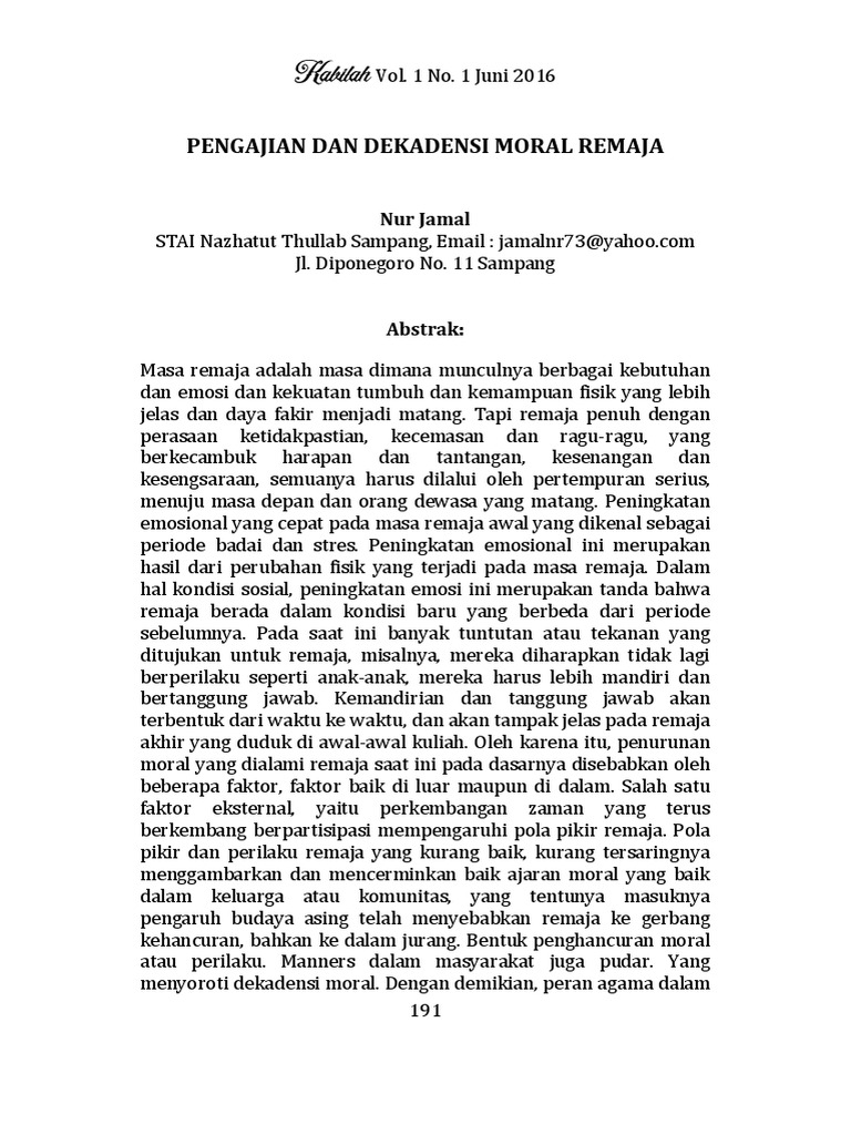 Jurnal Pengajian Remaja | PDF