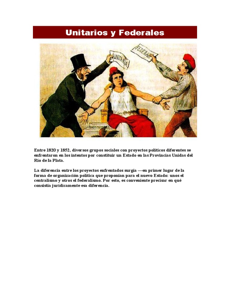Unitarios y Federales en Argentina (1820-1852) | PDF | Federación ...