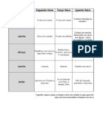 Menu semanal balanceado com refeições leves