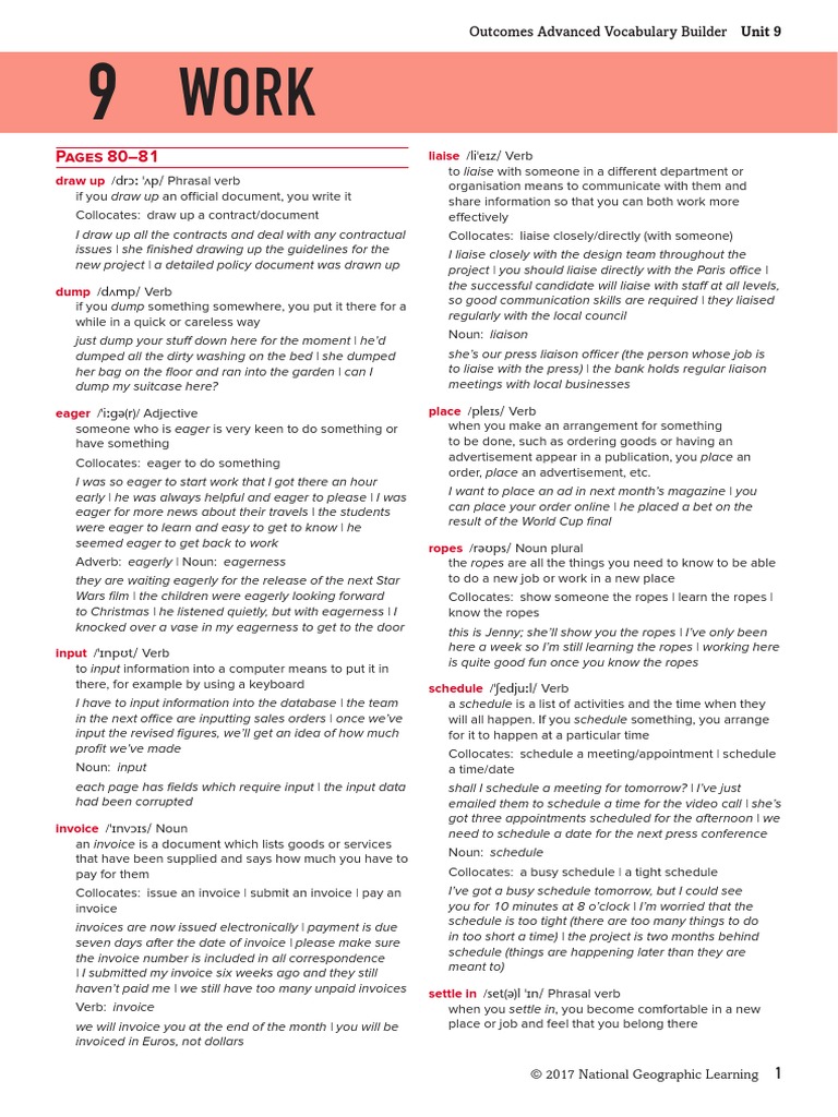 Outcomes Advanced VocabularyBuilder Unit9 PDF | PDF | Adjective | Slavery