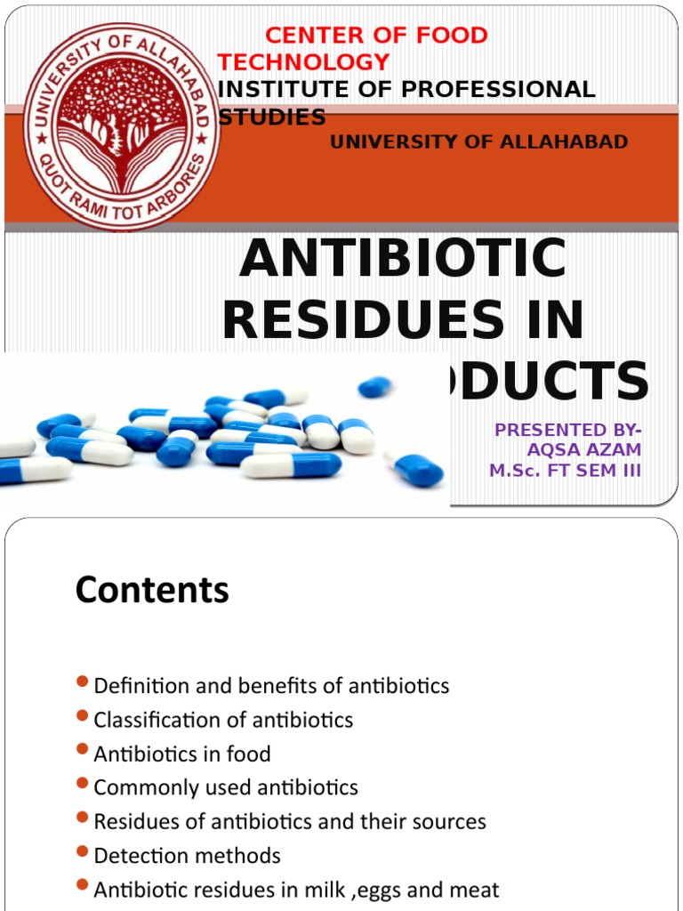 Antibiotic Residues in Food Products | PDF | Bacteria | Enzyme Inhibitor