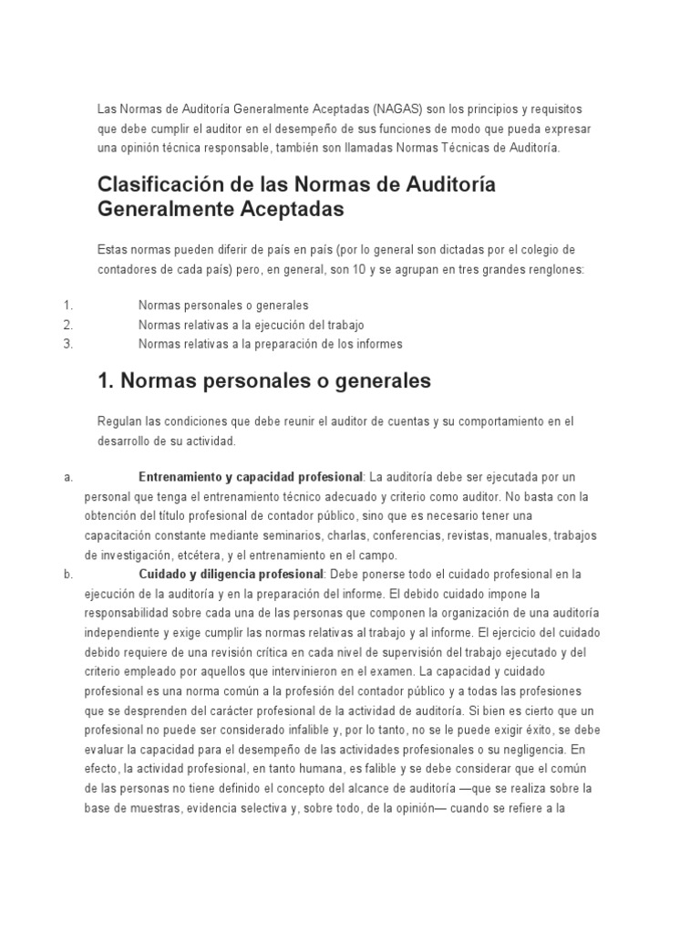 Normas de Auditoría Generalmente Aceptadas | PDF | Contralor | Contador