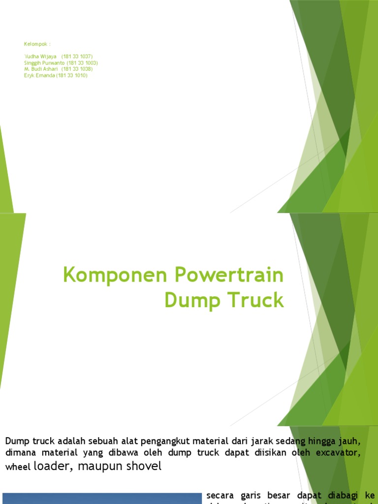Kelompok Powertrain Dump Truck Mekanisme dan Komponen Utama Sistem
