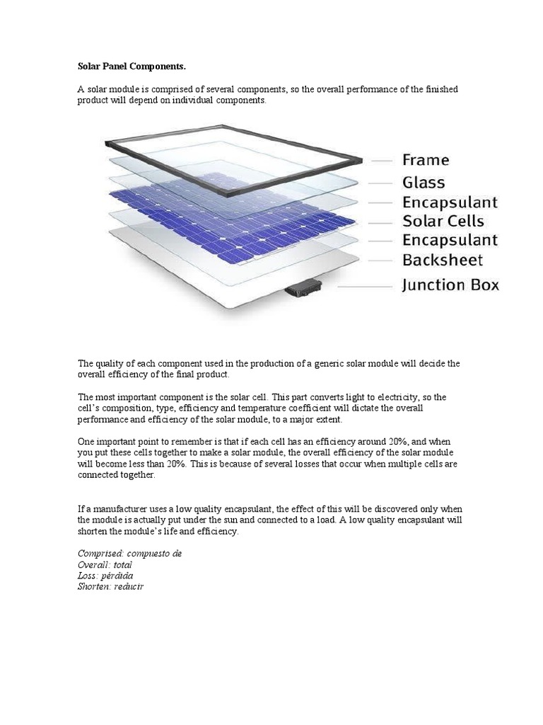 Key Components of Solar Panels | PDF | Solar Panel | Solar Cell