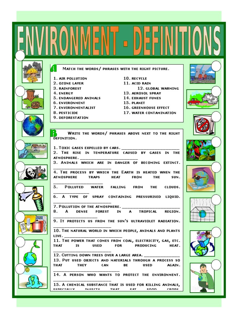 Environmental Vocabulary Matching Activity | PDF | Atmosphere Of Earth ...