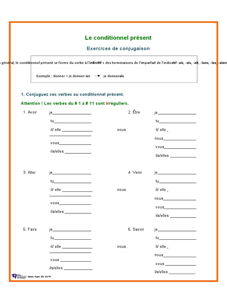 Le Conditionnel Présent Exercices Corrigés Pdf Le Conditionnel Present Exercices Et Corrige | PDF | Conjugaison | Verbe