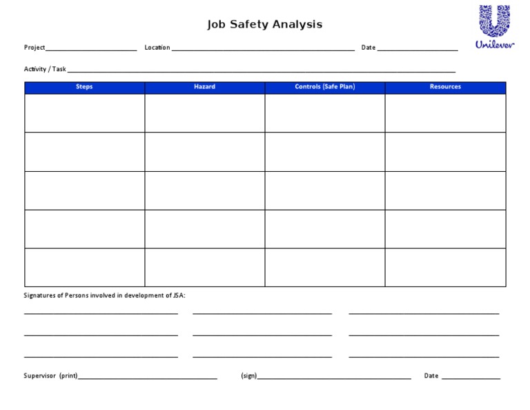 S406-01 Job Safety Analysis Form | PDF