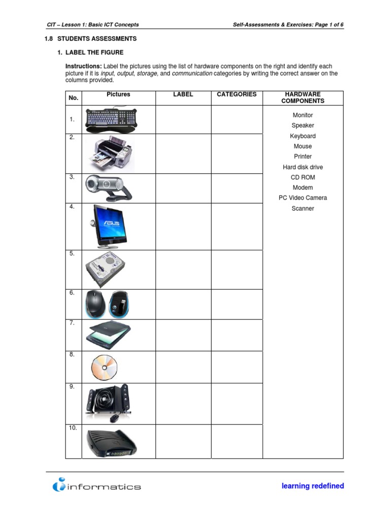 Lesson 1 Exercises and Assessments Computer Hardware Personal