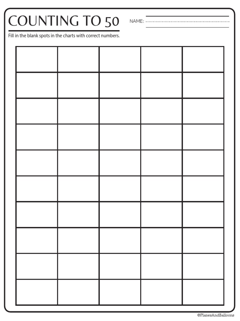 1 50 Number Charts Pdf