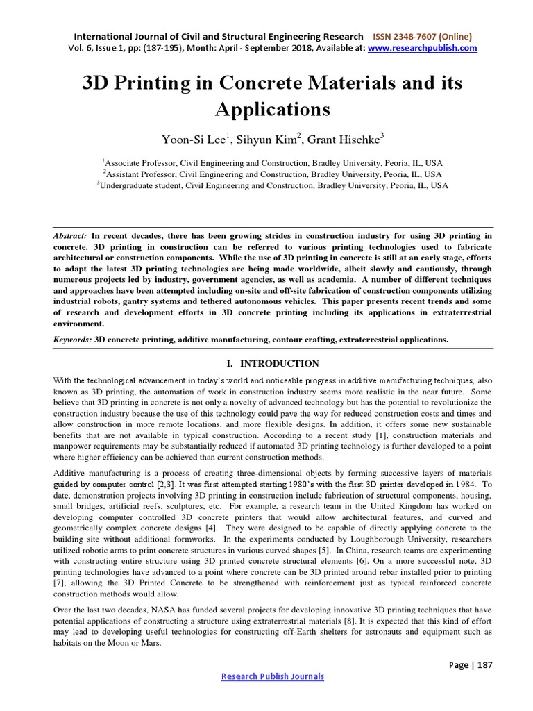3D Printing in Concrete-6028 | PDF | 3 D Printing | Extrusion