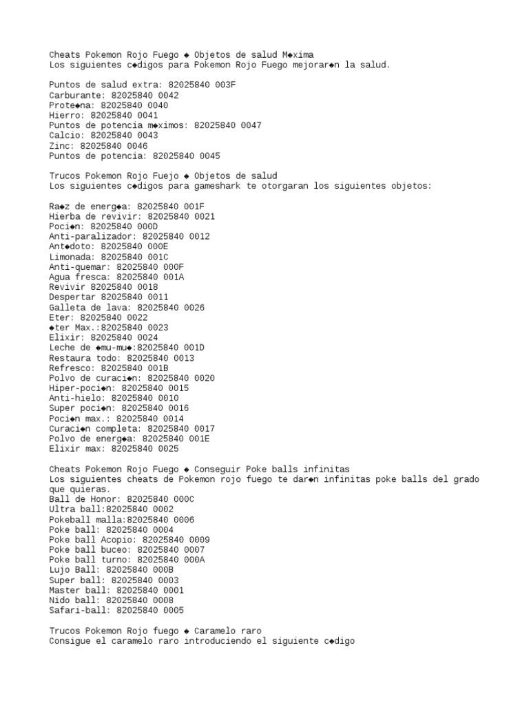 Cheats Pokémon Rojo Fuego: consigue todos los Pokémon, Rare Candy y más -  Liga de Gamers