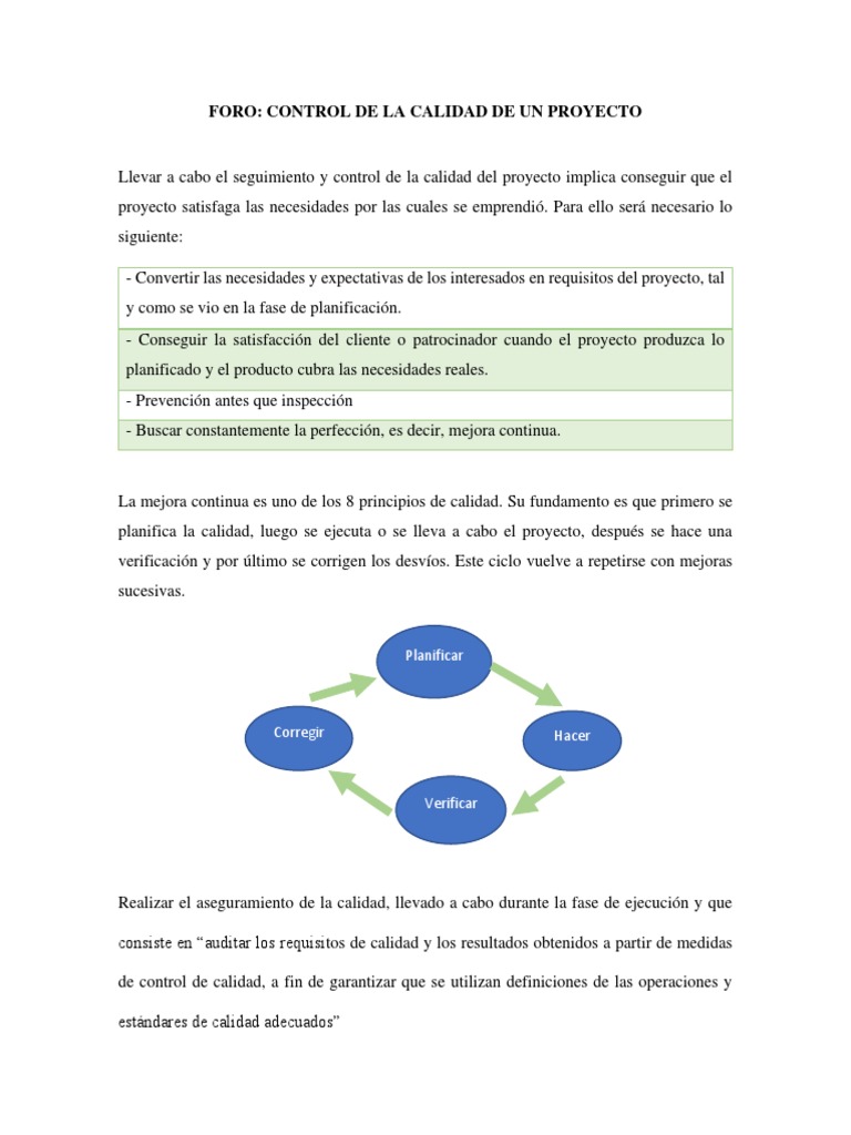 Foro Control de La Calidad de Los Proyectos | PDF | Tecnología
