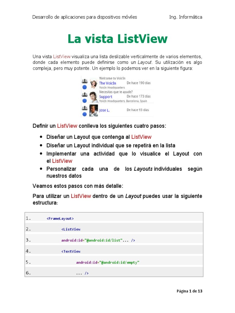 Uso de ListView en Android | PDF | Estructura de datos de matriz ...
