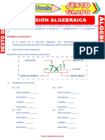 Expresión Algebraica para Sexto Grado de Primaria PDF
