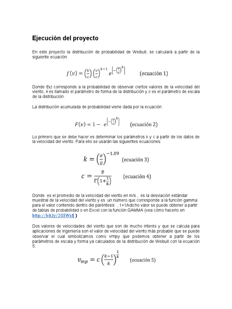 Cálculo de Velocidad del Viento en Weibull | PDF | Probabilidad ...