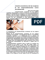 El Empoderamiento Económico de Las Mujeres A Través de Los Emprendimientos Como Oportunidad de Desarrollo