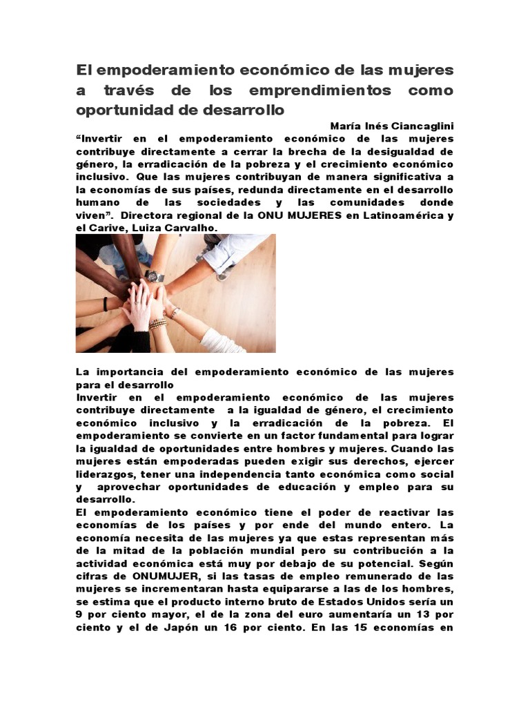 El Empoderamiento Económico de Las Mujeres A Través de Los ...