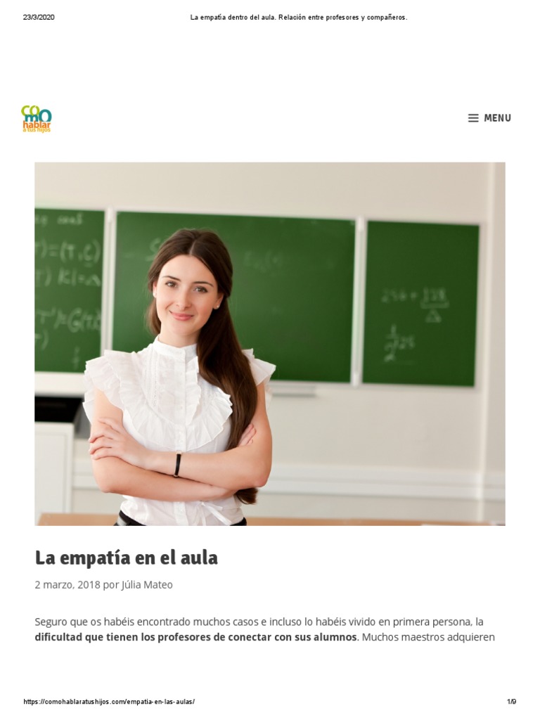 Empatía en el Aula: Clave Educativa | PDF | Salón de clases | Empatía