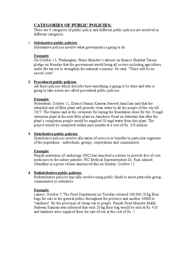 Categories of Public Policies | PDF | Government | Economies