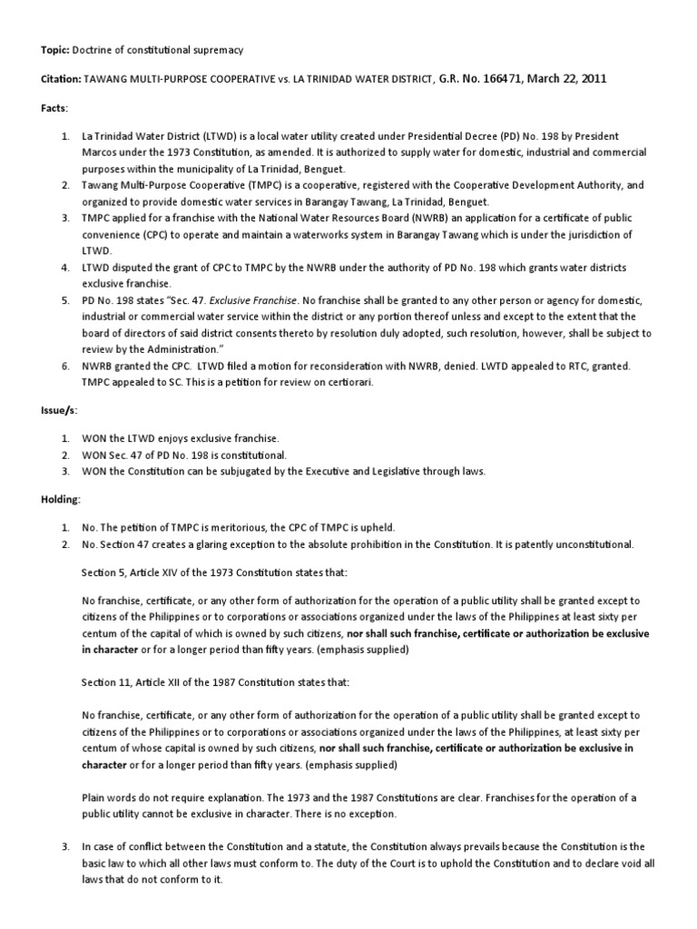 01 TAWANG MULTI PURPOSE COOPERATIVE v. LA TRINIDAD WATER DISTRICT GR