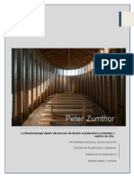 Peter Zumthor La Fenomenología Como Parte Del Proceso de Diseño Arquitectónico Orientado A Espacios Religiosos