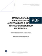 Manual Anteproyecto Informe Tecnico de Residencia Profesional