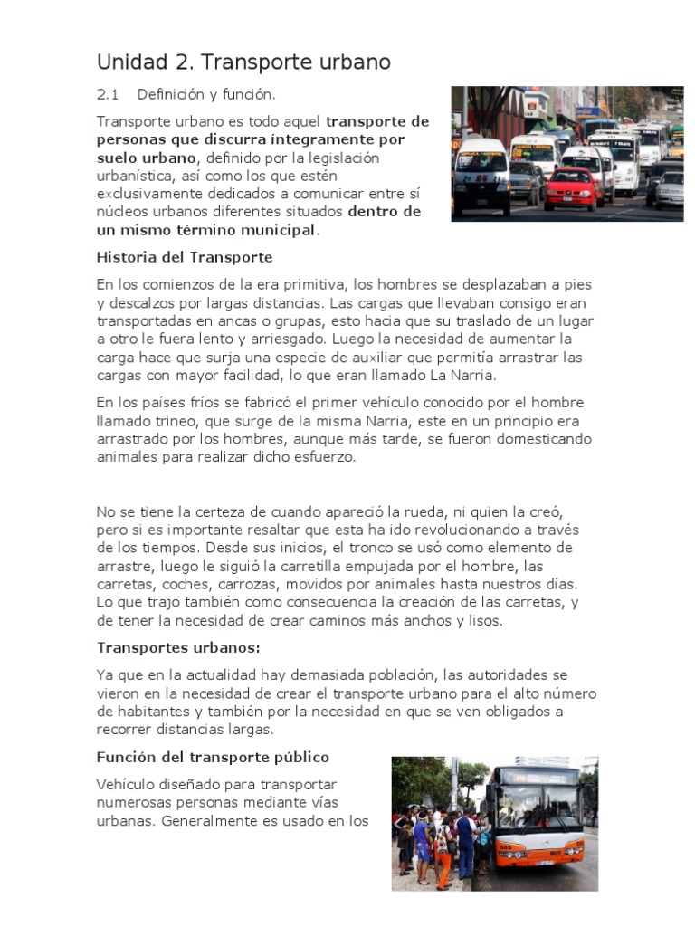 Medios de Transporte Urbano para Niños | PDF | Transporte público ...