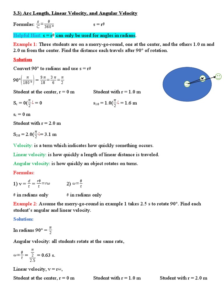Angular and Linear Velocity MATH | PDF | Angle | Motion (Physics)