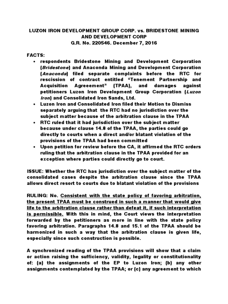02 Luzon Iron Development Group Corp PDF Arbitration Lawsuit