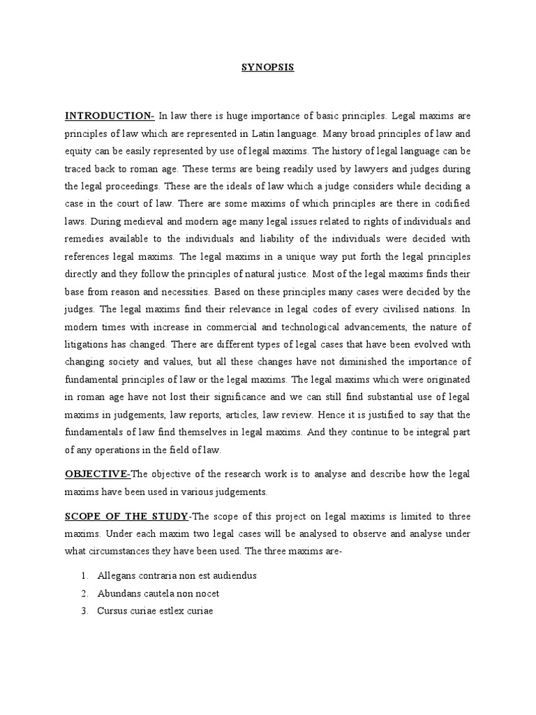 The Application of Legal Maxims in Various Indian and Foreign