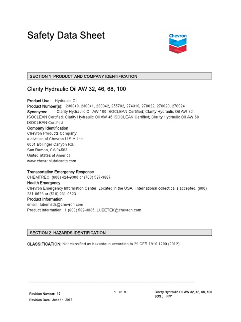 SDS Hydraulic 32 PDF Toxicity Fires
