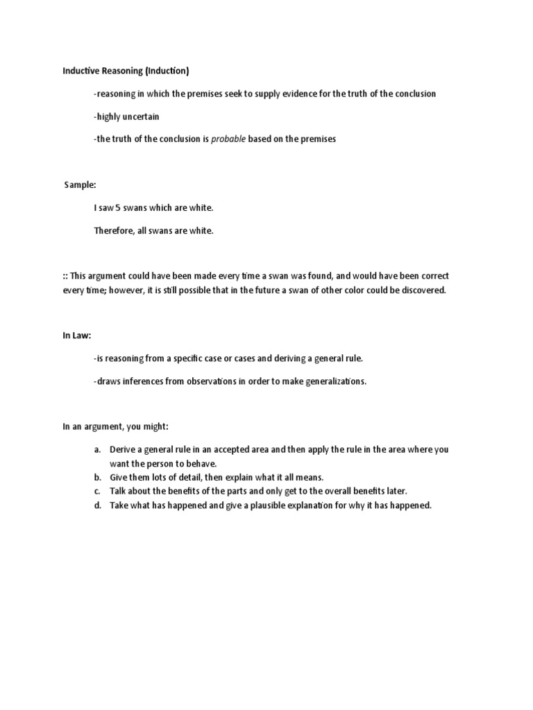 Inductive Reasoning Essentials | PDF | Inductive Reasoning | Argument