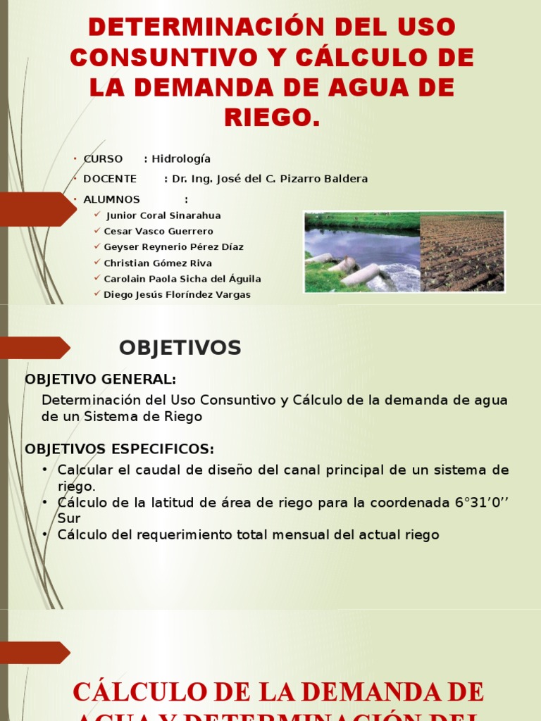 Determinacion Del Uso Consuntivo y Calculo de La Demanda de Agua | PDF ...